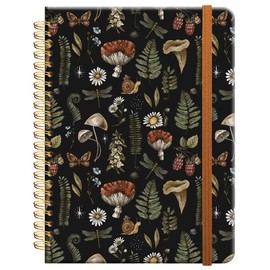 Ruled Spiral Writing Notebook,A5 Hardcover Lined College Journal for Women Lady Girl,Strong Twin-Wire Binding with Premium Paper,8.4" X 6",Perfect for School,Office,Home Gifts(Vintage Mushroom)