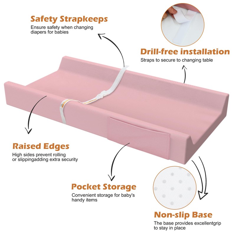 JVEOO Vegan Leather Baby Changing Pad, Waterproof & Wipeable Soft