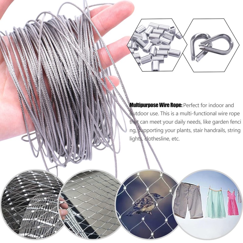 KNLN/304 Stainless Steel 66ft Wire Rope Kit with M5 Turnbuckle