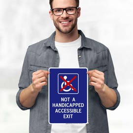 Not A Handicapped Accessible Exit With Graphic Sign, 10x7 Inches, 4 Mil Vinyl Decal Stickers Weather Resistant, Made in USA by My Sign Center