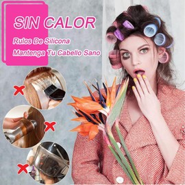 33 Pcs Juego de Rizador de Pelo,Rizador de Pelo de Silicona,Hair Rulo Tubos Plástica Para Cabellorizador de pelo Autosujetante para Cabello Largo,Mediano y Corto,3 Tamaños