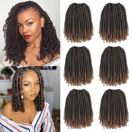 Xtrend 8 Inch 6 Packs / Lot Ombre Spring Twist Hair Crochet Borders Kanekalon Synthetic Hair Extensions Braids Kinky Curly Passion Twists Fluffy Twist for Women T27#