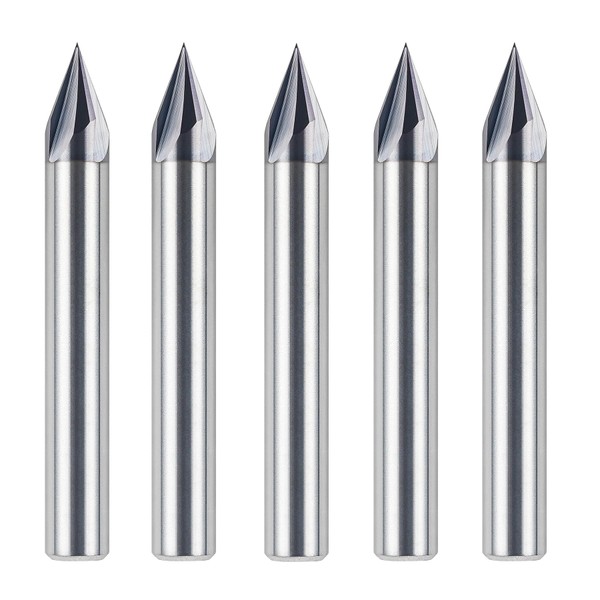 SpeTool 5PCS 45 Degree V Bit 1/4 Inch Shank, 4-Flute