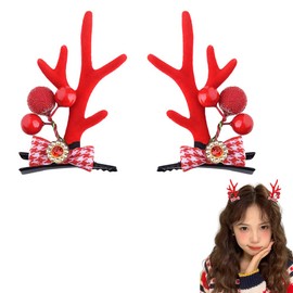 Christmas Reindeer Antlers Hair Clips for Women Girls Hair Barrettes with Deer Ears Hair Pins Christmas Hair Accessories for Women Girls Deer Elk Horn Clips for Thin Thick Hair Xmas Hair Decorations