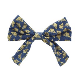 7.5 inch Bow With Butterflies Hair Clip For Woman And Girls - Denim