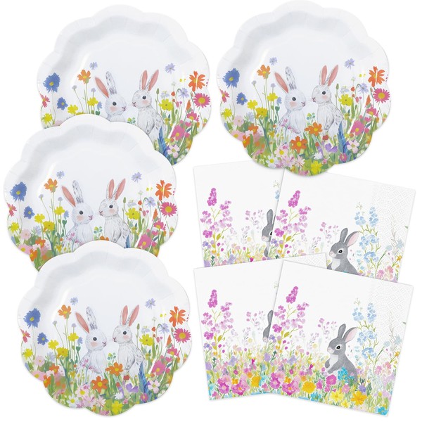 YY Easter Party Paper Plates and Napkins Set Serve 30