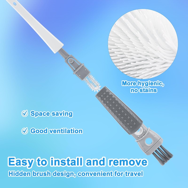 Pack of 4 Bottle Brush Set, 5-in-1 Bottle Cleaning Brush,