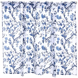 Laura Ashley Home Elise Collection Stylish Floral Print Valance Curtain, Chic Decorative Window Treatment for Home Décor, 50" x 18", Blue