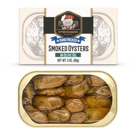 Otter Kingdom Premium Smoked Oysters in Pure Olive Oil, 3-Ounce Cans (Pack of 12)