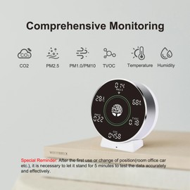Air Quality Monitor Indoor,Wireless 8-in-1 IAQ Sensors:CO2 TVOC Temperature Humidity PM2.5 etc.LED Screen Battery Powered,App for Configure Data History,2.4Ghz WiFi Portable Meters for Travel