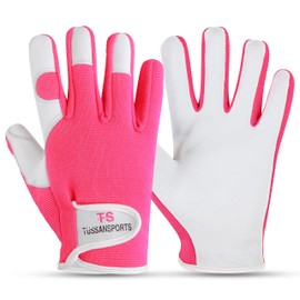 Tussan Sports Leather Gardening Gloves for Men and Women - Breathable Thorn Proof Gardening Gloves - Multipurpose Construction, Woodworking, Welding Gloves - Heavy Duty Work Gloves (Pink, S)