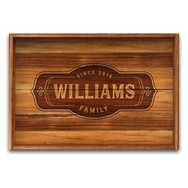 Serving Tray, Teak, Custom Serving Tray, Tray with Handles, Engraved,