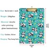 Naanle Lovely Panda Cartoon Floral Acrylic Clipboard with Low Profile