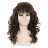 Karlery Men Long Brown Wave Wig with Bandana 80s Heavy
