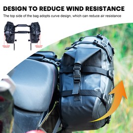 WILD HEART Motorcycle Saddlebags Waterproof 36L (18L*2) Motorcycle Side Saddlebags Pannier Bag Trunk Motorcycle Accessory (Black)