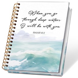 NEFMGEG Blue Ocean Christian Spiral Notebook Journal, Isaiah 43:2 Bible Verse Journal for Women, Christian Gifts for Women, Religious Scripture Notebook, 5.5x8.3 Inch