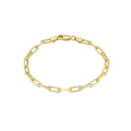 Lavari Jewelers 7 Inch Paper Clip Link Chain Bracelet for Women and Men in 925 Sterling Silver with Yellow Gold Plating 3.5 mm Wide with Lobster Claw