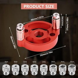 Flintronic Holzbearbeitungs Bohrhilfe, Holzbearbeitungs-Bohrerführung Locator 3/4/5/6/7/8/9/10 mm, für Zentrierbohren und Mittenfinder, für Massivholz, Harthol