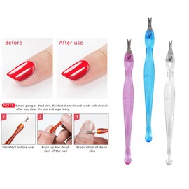 LUXXII (3 Pack) Color Practical Nail Art Tools Pedicure Cuticle Trimmer Remover Pusher Dead Skin Callus Removal Fork