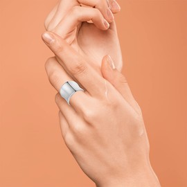 HAIXIAN Classic Silver Plain Wide Band Ring,S925 Sterling Silver Statement Thumb Index Finger Chunky Band Ring,Cocktail Party Ring Jewelry for Women (Ring_A, 11)