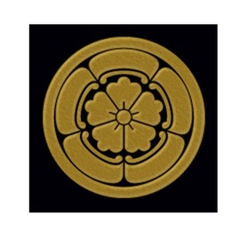 一般家紋蒔絵シール 90.丸に五瓜に唐花/GD