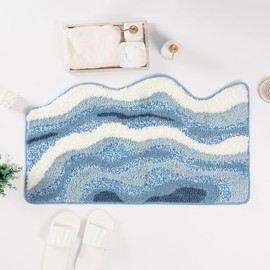 Loismood Luxury Bath Mat Non Slip and Super Absorbent Soft Microfiber Area Rug Machine Washable Rug for Living Room, Bedroom and Bathroom (Wave, 31"x20")