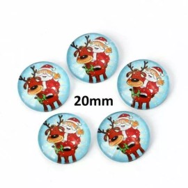 Unbranded 10 pcs Circle Christmas Glass Round Dome Seals Tiles Cabochons – 20mm (0.79 in)