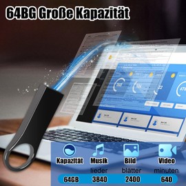 USB Stick 64 GB USB 2.0 Memory Stick Mini Flash Drive Memory Sticks USB Flash Drive for PC Tablet Speaker TV Car