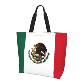 YSBYEIU Cute Mexico Flag Tote Bag For Women Men Gifts Large Reusable Shopping Bags for Beach, Travel,Gym,Yoga
