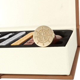 Yoption Wax Seal Stamp Kit, Compass Sealing Stamp with Gold Red Silver Sealing Wax Sticks Gift Box Set for Invitations, Cards, Letters, Gift Idea