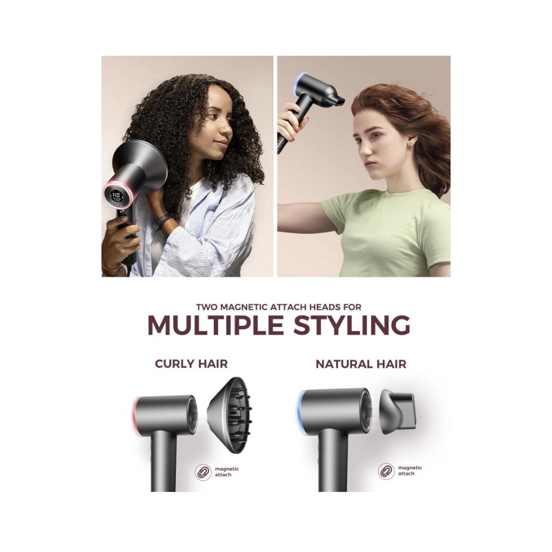 Goolioo Hair Dryer with Diffuser, Professional High-Speed Blow Dryer, Negative