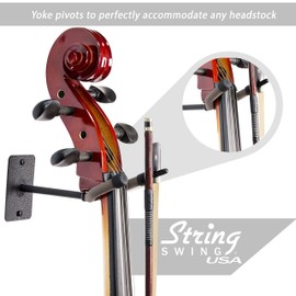 String Swing BCC03F4-FW-C Cello Hanger Wall Mount with Bow Holder Peg  Electric and Acoustic