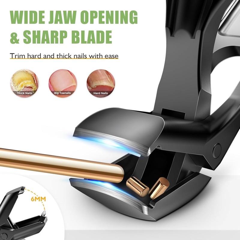 HANDWENG Toenail Clippers for Seniors Thick Toenails, Angled Head Toe
