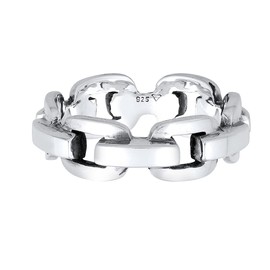 Kuzzoi Solid Men's Ring (8 mm) in Anchor Chain Design, Band Ring for Men Made of Polished 925 Sterling Silver, Lifestyle Ring in Chain Look, Ring Size 60-66, 0610470421, Sterling Silver