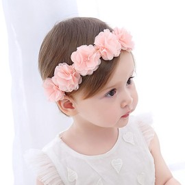 Bethynas Baby Girls Flower Lace Headband Cute Floral Elastic Hairband Toddler Newborn Infant Kids Soft Cotton Hair Accessory (B)