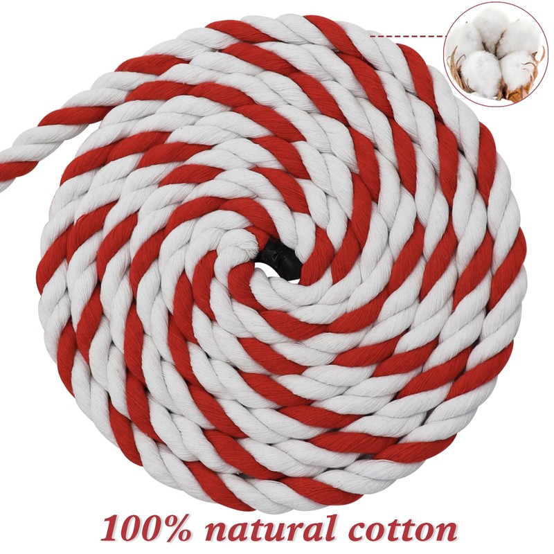 BONSINY Red Cotton Rope 3/4 inch x 100 feet -