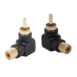 90 Degree RCA Adapter Gold-Plated Right Angle RCA Male to Female Jack Audio Adapter for Stereo Audio or AV Video -4 Pack