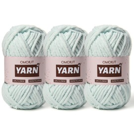 3 paquetes de hilo grueso de chenilla de felpa – hilo de ganchillo suave – hilo de terciopelo para tejer para cobijas, manualidades – hilos de Amigurumi esponjosos 150 g / 196.8 yardas (3 cian pálido)