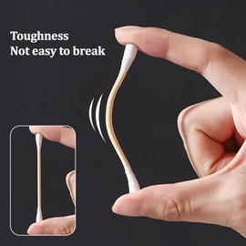 Cotton Buds Pack of 200+ Bamboo with Wooden Handles Sustainable for Make-Up Clean Care Ear Cleaning Wound Care Cosmetic Tool Double Head Biodegradable Environmentally Friendly