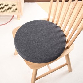 12" Memory Foam Seat Cushion Round Chair Pad for Kitchen Dining Anti-Slip Stool Pad with Removable Cover and Rubber Back Round Seat Cushion for Home Office Grey