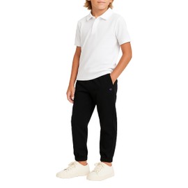 Champion Boys Twill Jogger Pants Stretch Cotton Athletic Pant with Pockets, Black, Large