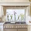 DAIFURONGE Tempered Glass Backsplash For Kitchen Behind Stove,Flower Bottle Stove