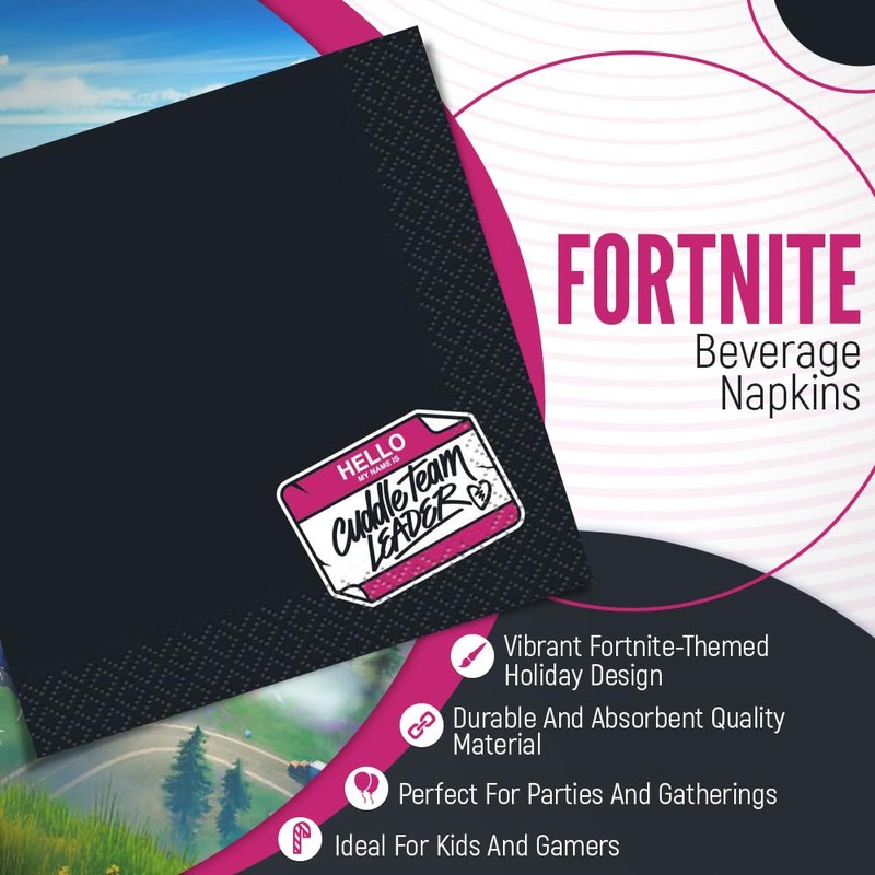 Unique Fortnite Beverage Napkins I Pack of 16