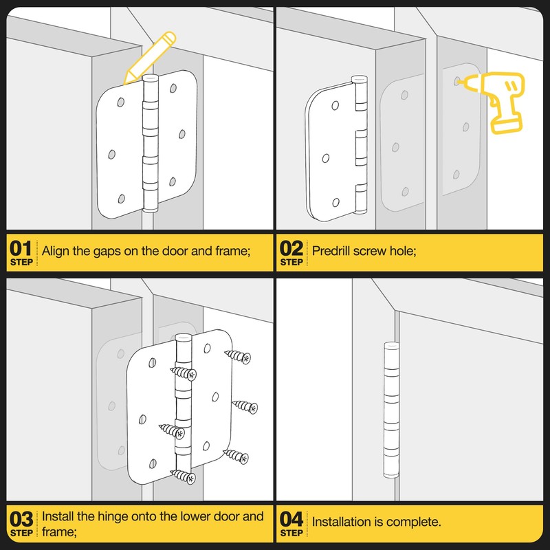 KOLET Ball Bearing Door Hinges, 3.5 Inches Door Hinges, 5/8''