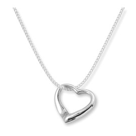 Heather Needham Sterling Silver floating Heart Necklace on 41cm - 16 inch silver chain - Heart size 16mm. Solid silver heart necklace - Gift boxed 8030/16