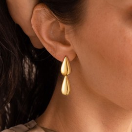 Gold Earrings For Women, Dangle Earrings 14K Gold Plated Statement Drop Earring For Women Trendy Hypoallergenic Long Teardrop Dangling Earring Tarnish Free Gold Jewelry, Brass, No Gemstone
