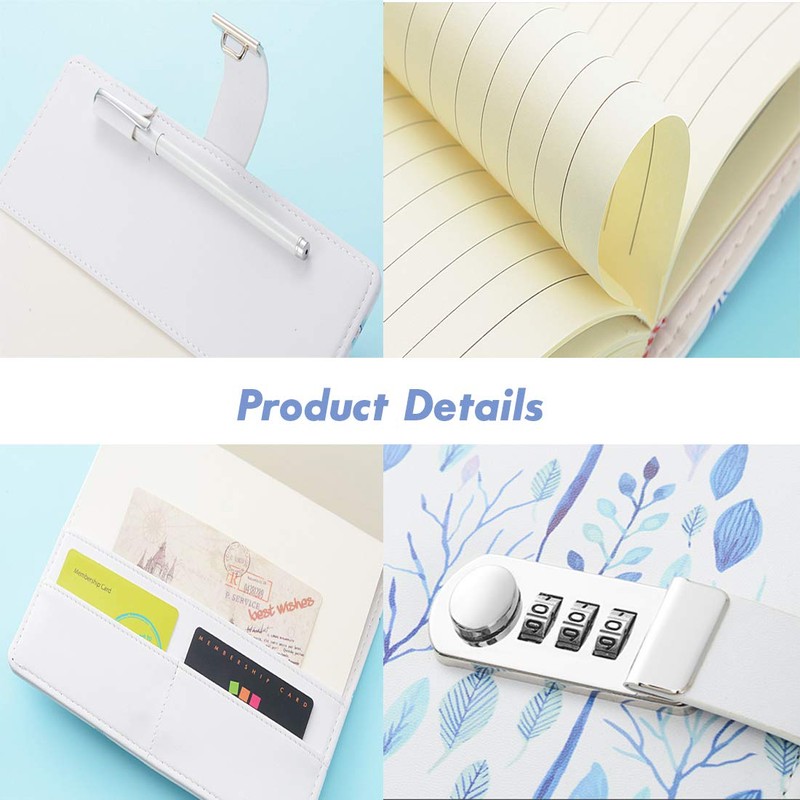 ToiM A5 Secret Diary with Lock, PU Leather Journal (Spring)