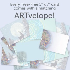 Tree-Free Greetings - Winter Solstice Greeting Cards - Artful Designs - 16 Cards + Matching Envelopes - Made in USA - 100% Recycled Paper - 5"x7" - Winter Solstice (GP54098)