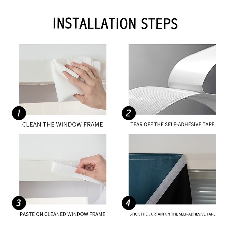 AJAZZ self Adhesive Portable 100% Blackout Curtains Simple and Easy
