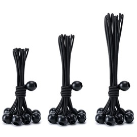 30 Pack of 3 Sizes Ball Bungee Cord, 6 ，9，11 Inch Heavy Duty Bungie Cord Balls Canopy Tarp Tie Down Bungee Balls for Camping, Tents, Cargo,Holding Wire and Hoses, Patio Umbrellas, Awning (Black)